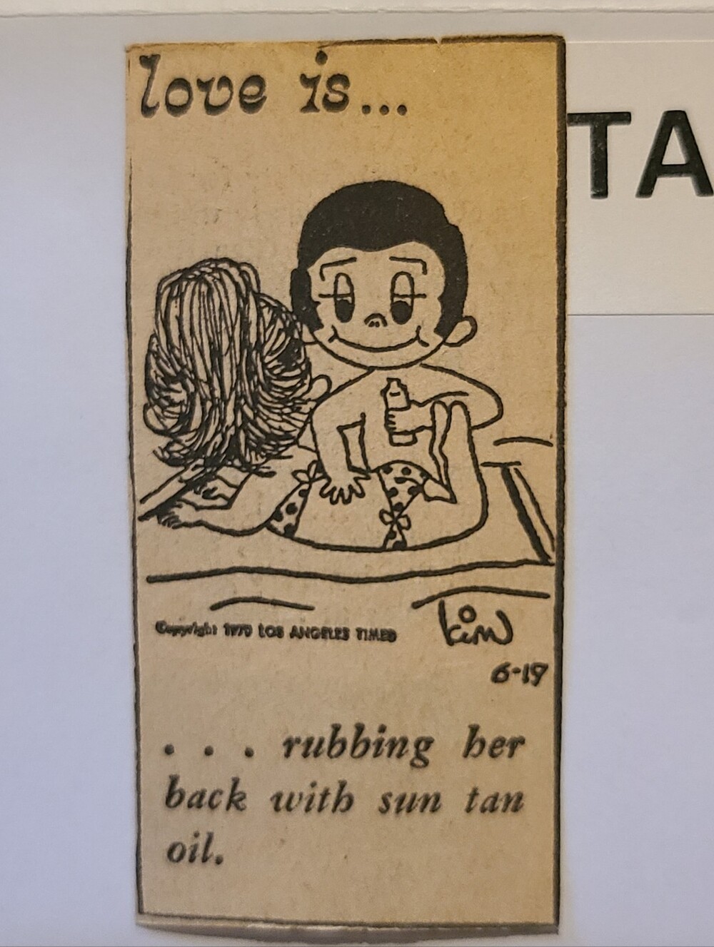 Newspaper Clipping Cartoon Love Is